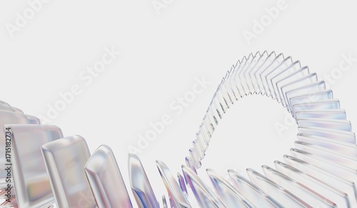 3D illustration 4k 8k. Geometric iridescent crystal glass. Modern wallpaper, digital technology. Abstract 3d background with glass dispersion cube shapes and circle effect
