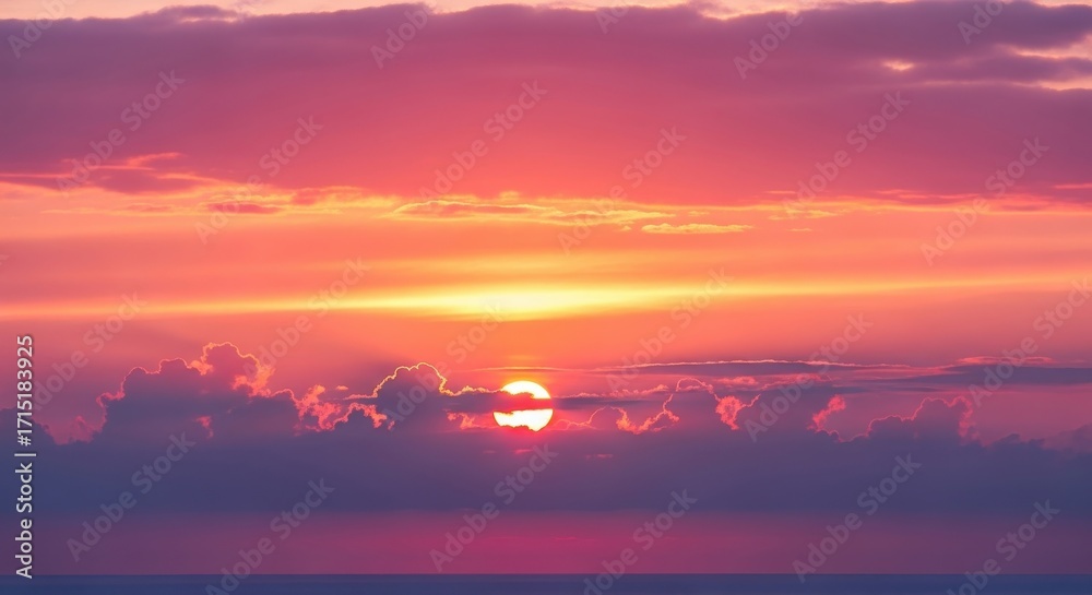 Naklejka premium A stunning sunset painting the sky with vibrant hues and celestial light