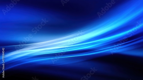 Dynamic Neon Light Streaks in Cyan and Blue on Black Background, Cyberpunk Motion Effect for Gaming and Tech Interfaces