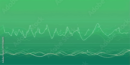 Green ECG monitor graph showing a heartbeat line forming a heart illustration for medical health vector illustration