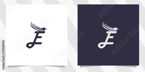 letter e with eagle logo design