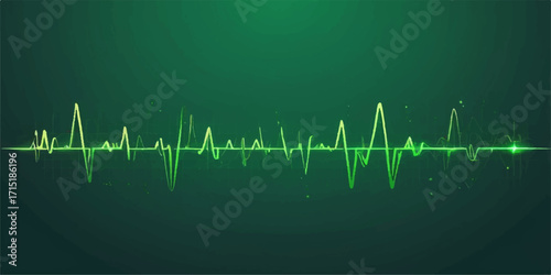 The EKG line shows a heartbeat pulse wave on a medical monitor graph, often green, representing health and life