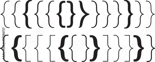 Curly Braces and Square Brackets Collection for Mathematical Expressions and Text Formatting Elements