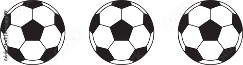 Soccer Ball Icon Set in Black and White for Sports, Games, and Team Activities Illustration