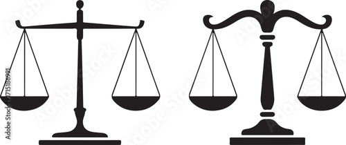 Balance Scale Justice Law Legal Court Judgment Equality Fairness Symbol Icon Set