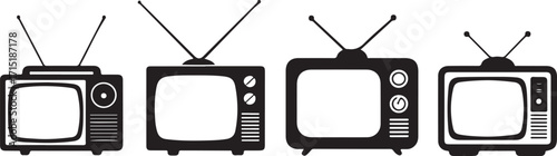 Television Icons Set Retro TV and Modern Television Symbols for Media and Entertainment