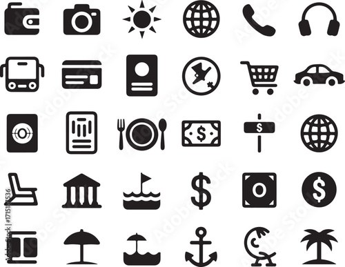 Travel and Tourism Icon Set Vector Illustration for Vacation Planning and Destination Exploration