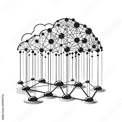 Abstract illustration of cloud computing with networks
