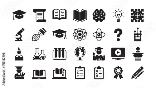 Modern education and science icon collection for digital design