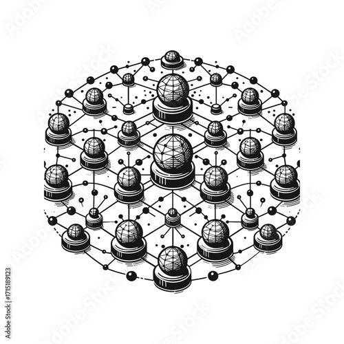 Abstract network design with interconnected spheres