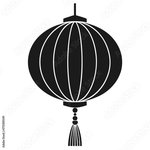 Black lantern with tassel white traditional