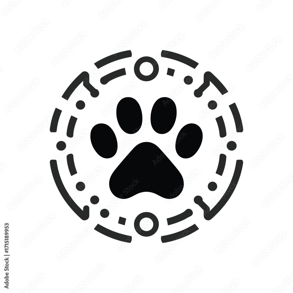Fototapeta premium Abstract paw print design with digital elements (1)