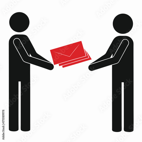 Figures exchanging red envelopes people giving