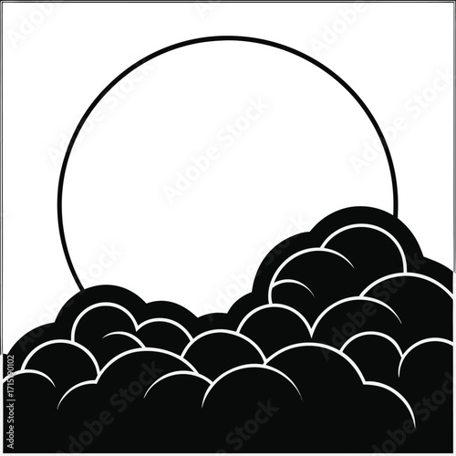 Full moon behind dark clouds night