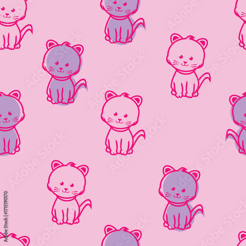 seamless pattern design with cute cat image style