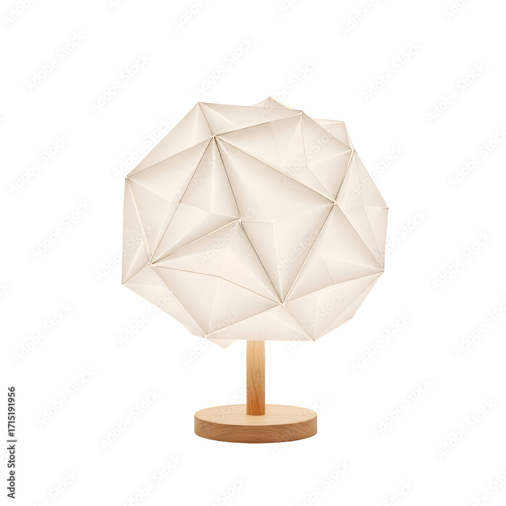 custom made wallpaper toronto digitalGeometric Lamp Illuminates with Soft Light on Transparent Background, Featuring Wooden Base and Origami Design