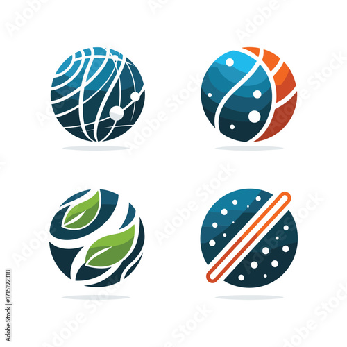 Abstract spherical designs representing nature and technology