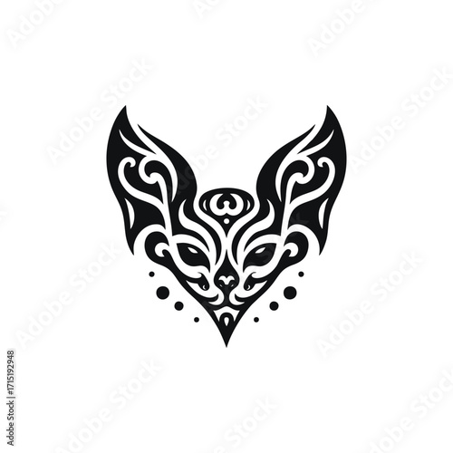 Abstract tribal fox design with intricate patterns