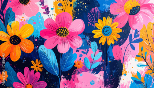 Vibrant Floral Illustration A Burst of Colorful Blooms