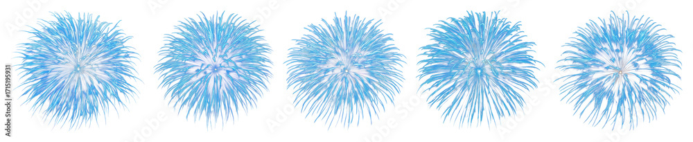 Obraz premium PNG Vibrant blue fireworks display, element set on transparent background