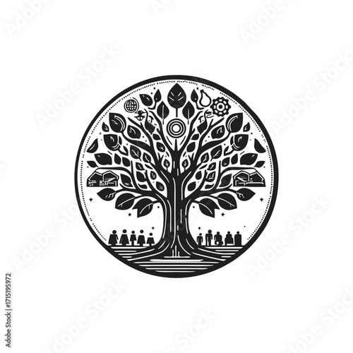 Artistic tree illustration symbolizing growth and community