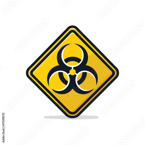 Biohazard Warning Sign on Yellow Background
