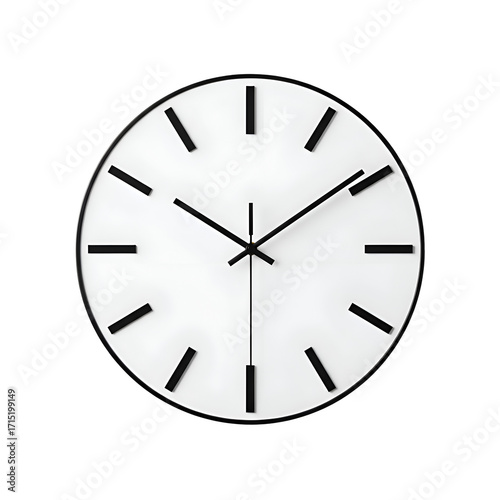Wallpaper Mural Clock Shows Time on White Face with Black Hands and Markers on Transparent Background Torontodigital.ca