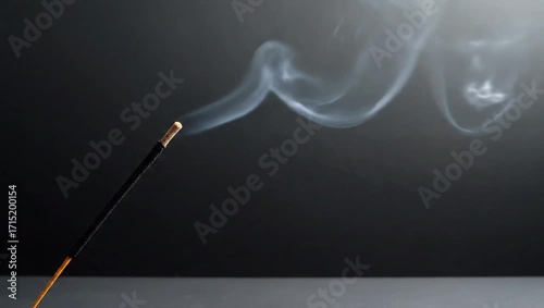 Wallpaper Mural Subtle Incense: A delicate incense stick elegantly curls a wispy trail of smoke, a visual meditation on peace and serenity, offering a moment of calm and contemplation. Torontodigital.ca