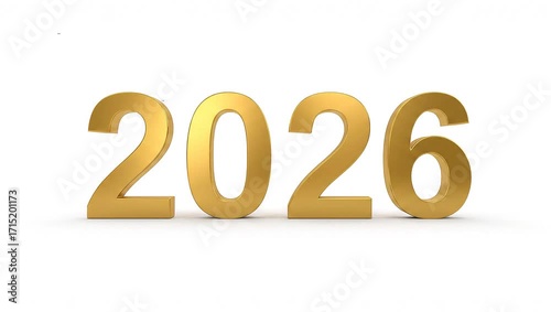 Wallpaper Mural Golden 2026: An elegantly rendered golden number 2026 stands out, its sleek design and luxurious hue evoking a sense of affluence and high quality. A visual symbol representing anticipation. Torontodigital.ca