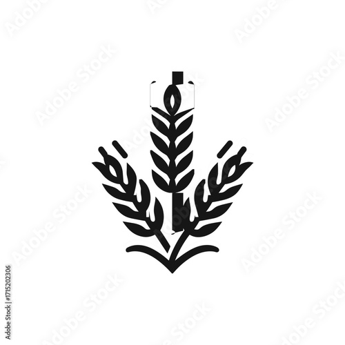 Black silhouette of wheat and pen symbolizing agriculture