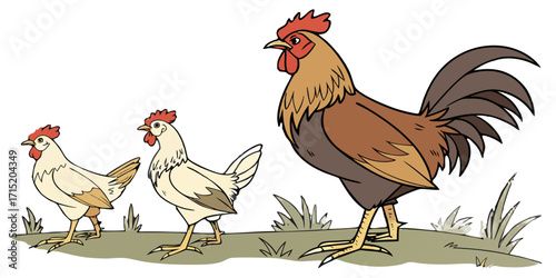 Side View Chicken Set – Realistic Vector PNGs, Transparent Background