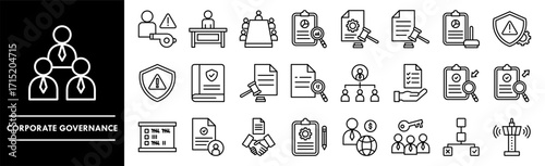 Corporate Governance icon collection set. Containing design corporate, business, governance, environment, sustainability