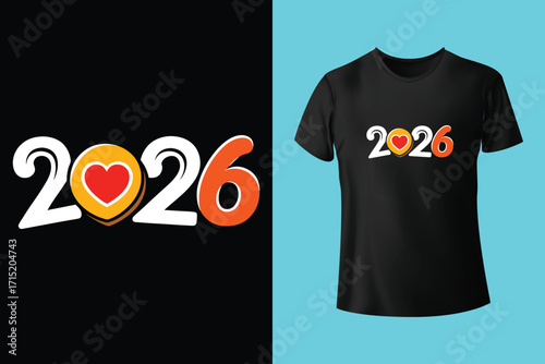Happy New year 2026 t shirt design for print. 2027 tshirt graphic, vector, typography, illustration, calligraphy, tee.