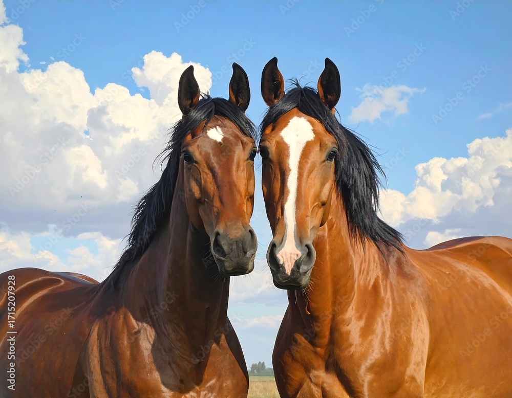 Obraz premium Majestic equines under a cerulean sky
