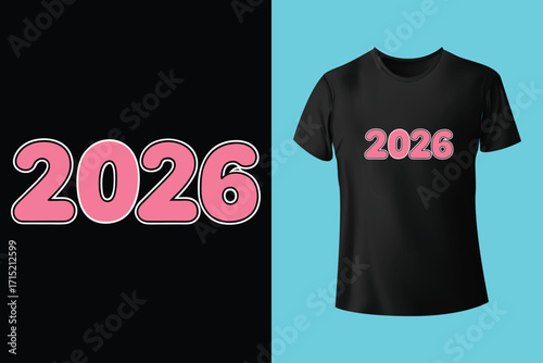 2026 happy new year t shirt design template