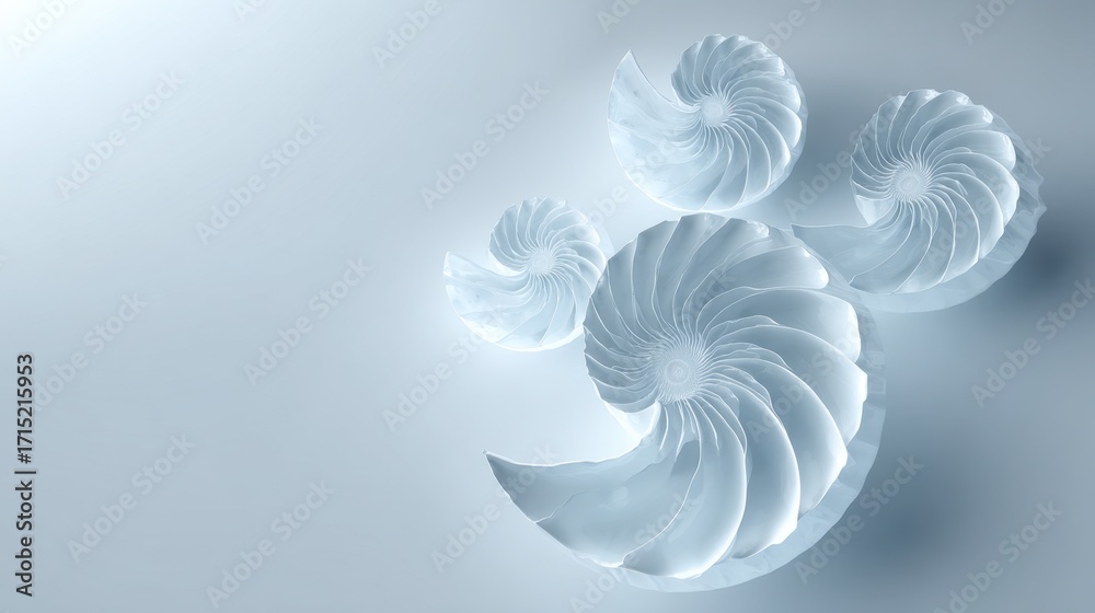 Obraz premium Elegant Nautilus Shells in Soothing Light with Soft Shadows
