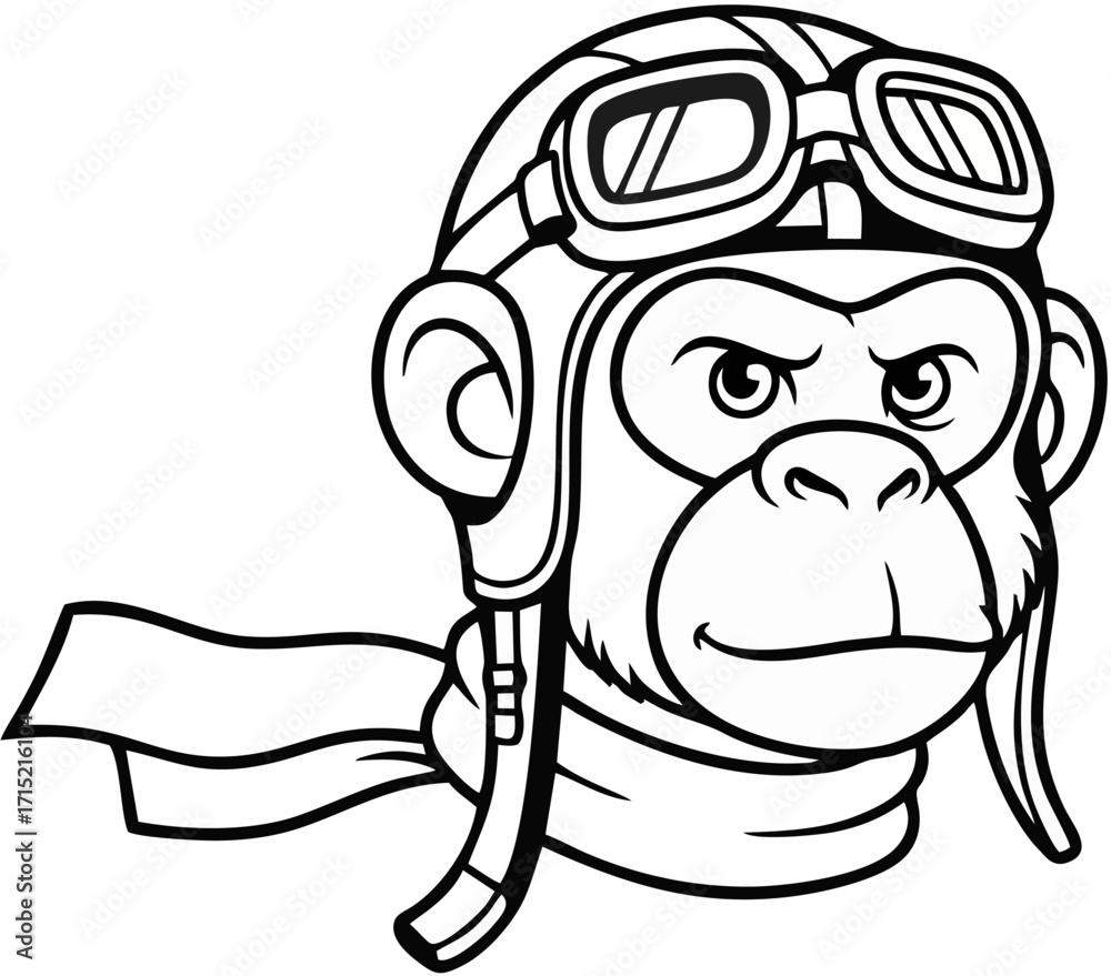 Obraz premium Monkey Pilot Colored
