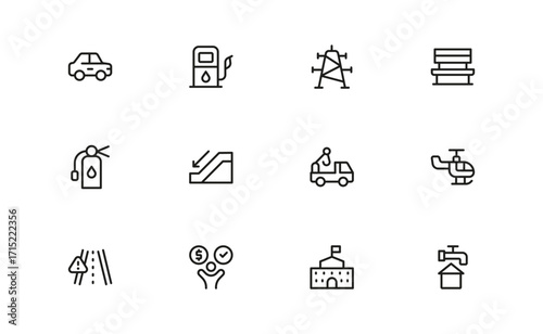 Social Utilities and Public Services Icons  Professional Modern Line Icon Pack with Unique Vector Style for Social Support and Utility Themes