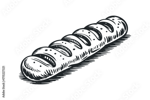 Loaf of bread with transparent background. Vector hand drawn