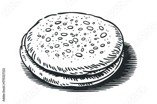 Pancake stack with circles and dots on transparent. Vector hand drawn