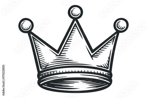 Monarchical Crown Symbol Isolated on Transparent. Vector hand drawn
