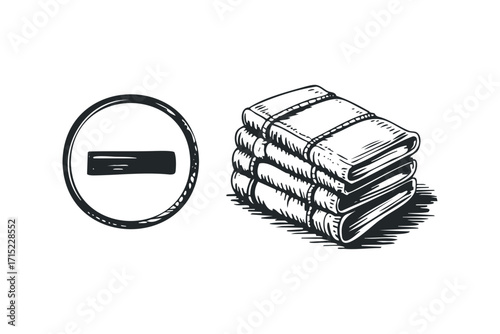 Pencil sketch of prohibition symbol and stack of books. Vector hand drawn