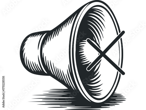 Loudspeaker icon mute symbol on transparent background. Vector hand drawn