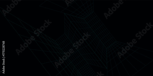 Abstract geometric tunnel with dark grid lines forming a futuristic wireframe structure, creating depth, symmetry, and a modern digital background pattern.