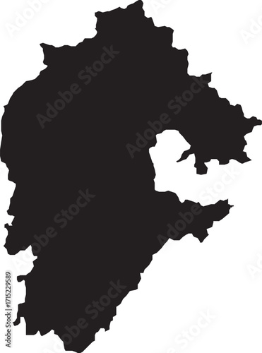 Republic of Bashkortostan, Russia Map Silhouette