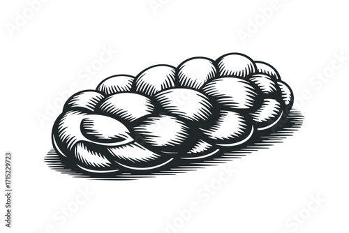 Braided Loaf Isolated on Transparent. Vector hand drawn