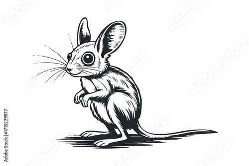 Stylized Kangaroo Rat Illustration on Transparent Background. Vector hand drawn