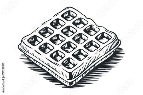 Vintage Waffle Icon on Transparent Background. Vector hand drawn