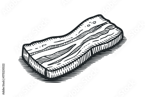 Pork Belly Strip Drawing on Transparent. Vector hand drawn