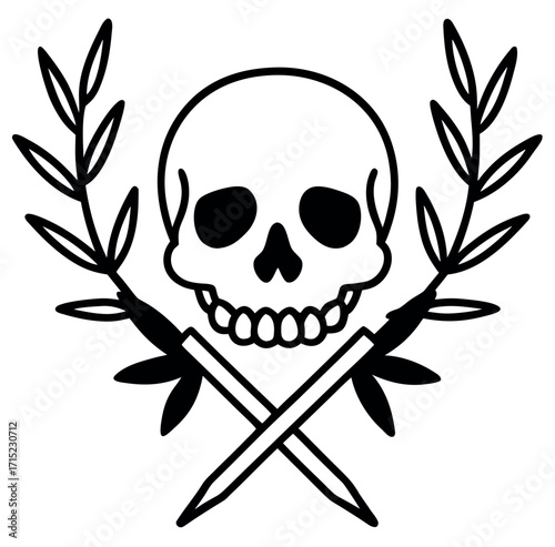 Skull with crossed daggers illustration